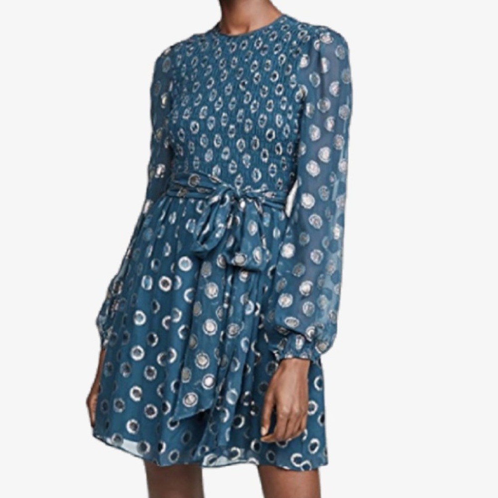 Shoshanna Walker Mini Dress Teal & Gold in Size 2
